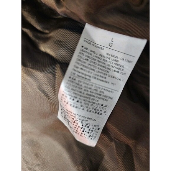 Banana Republic Leather Bomber Jacket Womens L Brown Shearling Collar - Picture 9 of 11